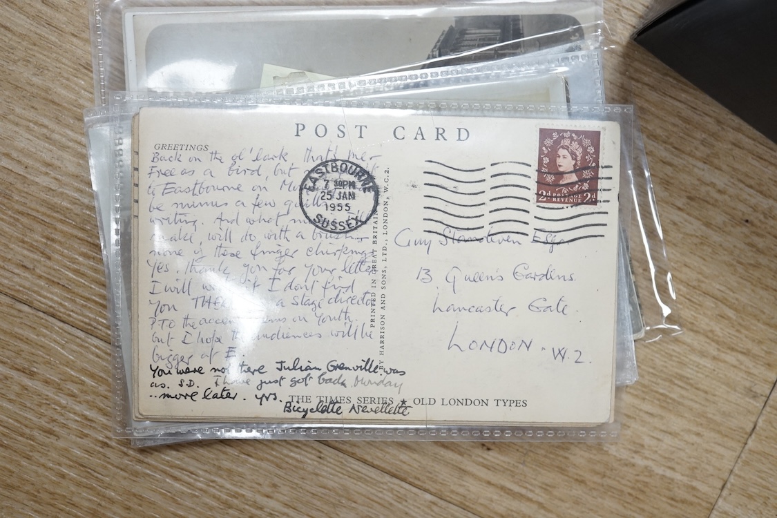 A collection of early 20th century postcards, photographs, etc. Including three albums of novelty postcards, scenes of London, etc. First World War postcards, etc. and an Edwardian photograph album, together with four bo